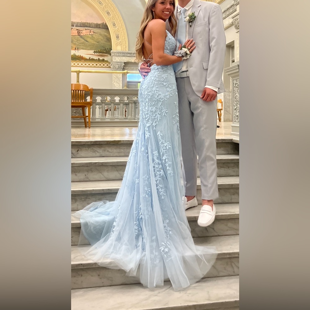 Light blue Sherri hill prom dress